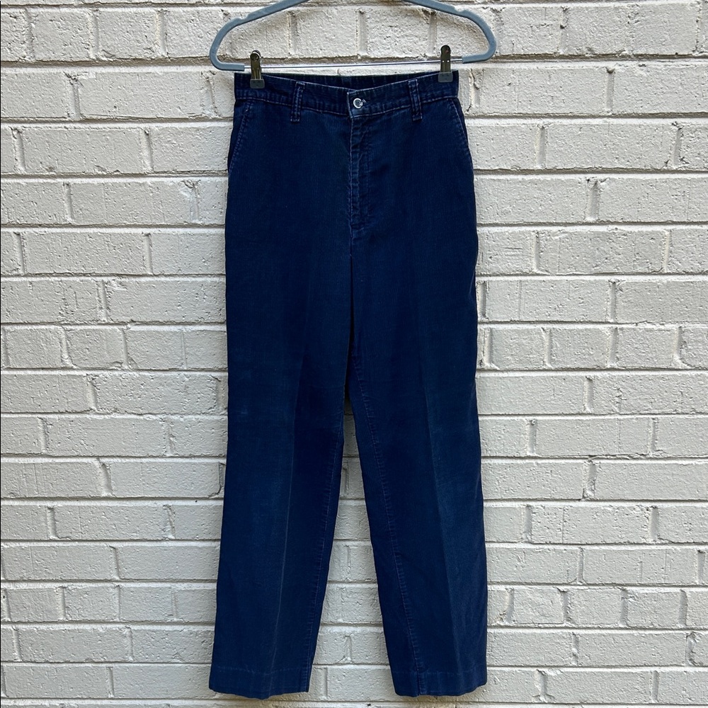 Vintage 70s Levi's Navy Corduroy Straight Leg High Waist Pants 12/ 27” waist
